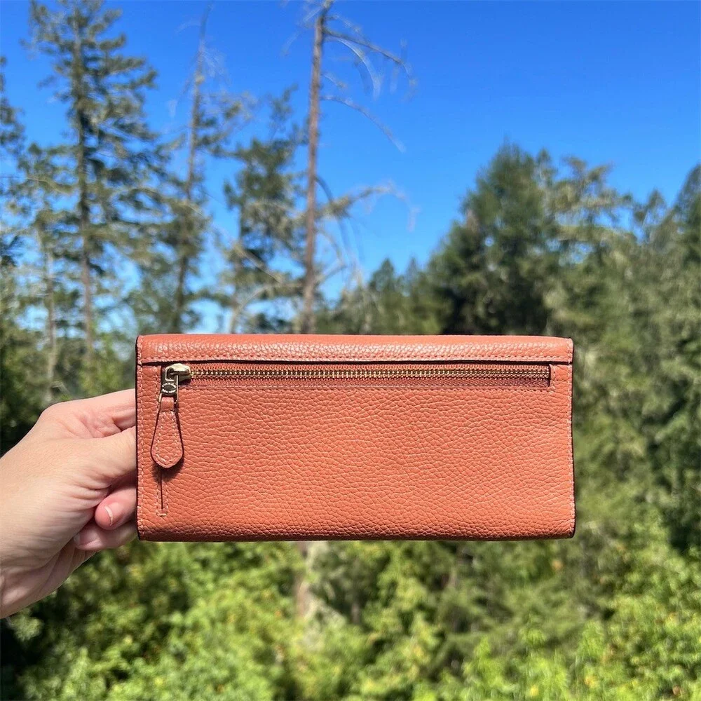 COACH VINTAGE Trifold Wallet Salmon Pebble Leather with Gold Hardware AUTHENTIC